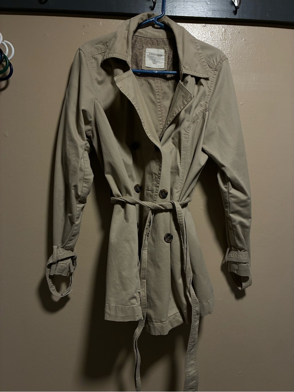 Sonoma Light Khaki Trench Coat with Belt